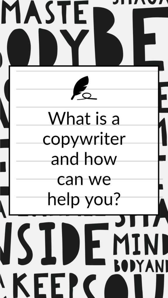 A poster asking the question What can a copywriter do for you in black and white writing.